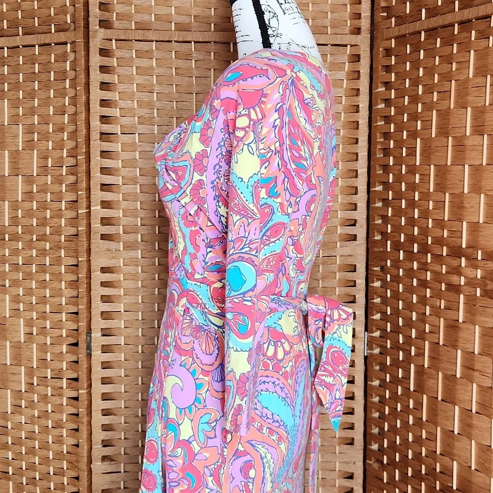 Lilly Pulitzer, Summer, Spring, Adriana Jersey V-neck, Colorful Wrap Maxi Dress - Picture 9 of 9